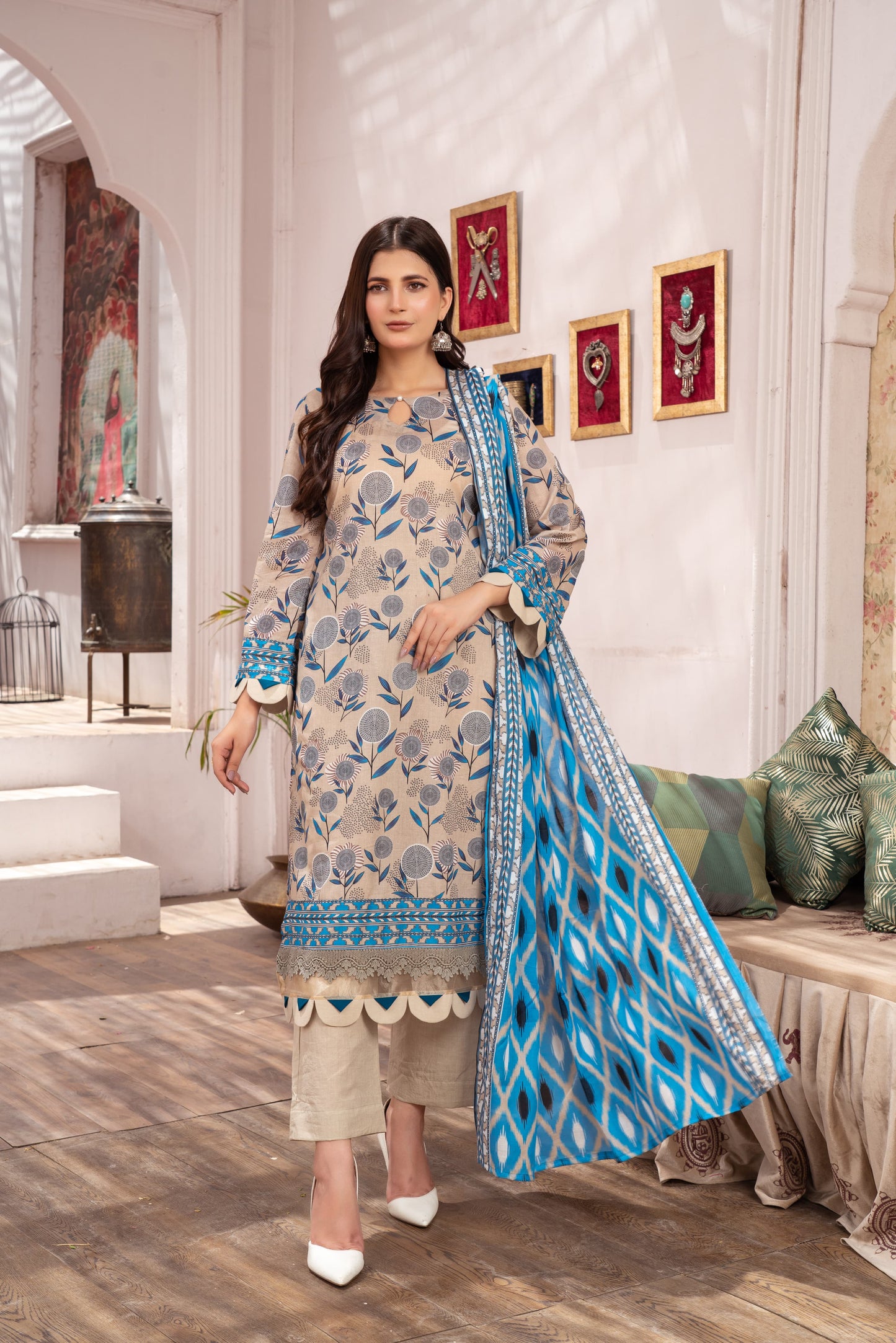 Shafaq Digital Printed Lawn 3 Piece PR-2719
