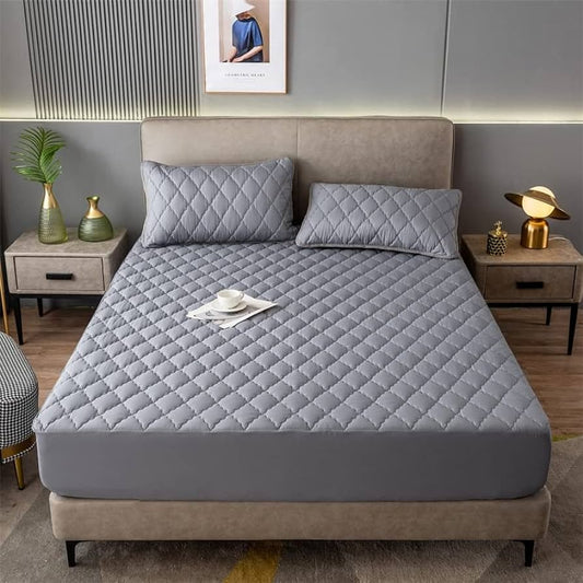Quilted Mattress Fitted Cover With Pillow Cover