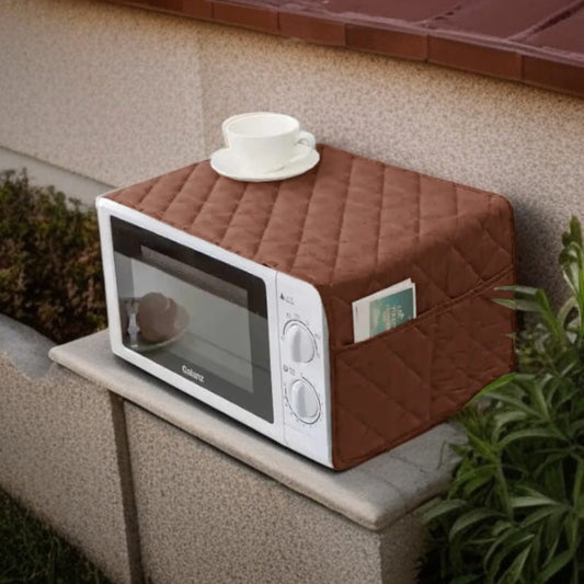 Dustproof Quilted Fabric Cover for Microwave Oven with Two Bags (Variable Colors)