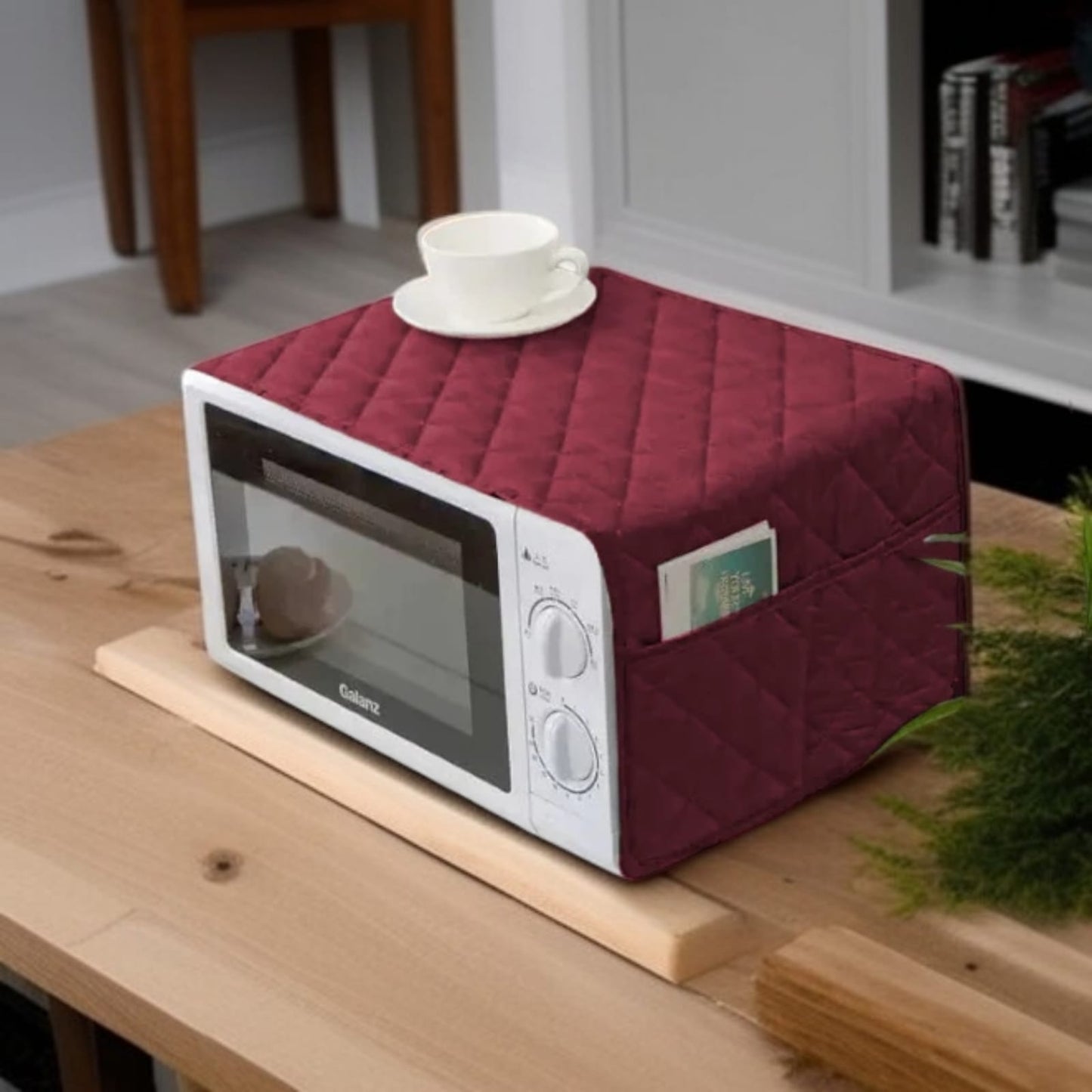 Dustproof Quilted Fabric Cover for Microwave Oven with Two Bags (Variable Colors)