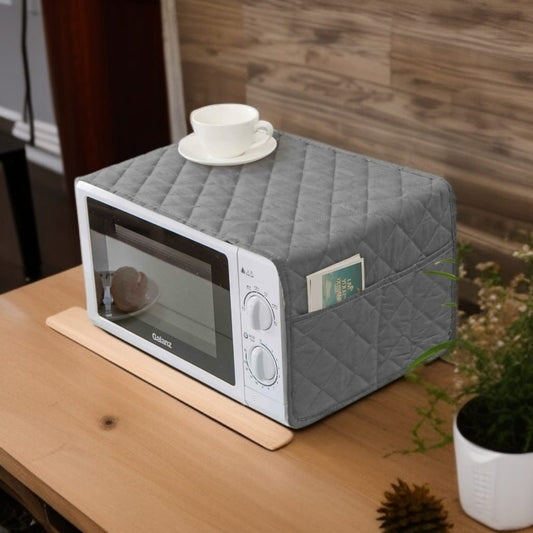 Dustproof Quilted Fabric Cover for Microwave Oven with Two Bags (Variable Colors)