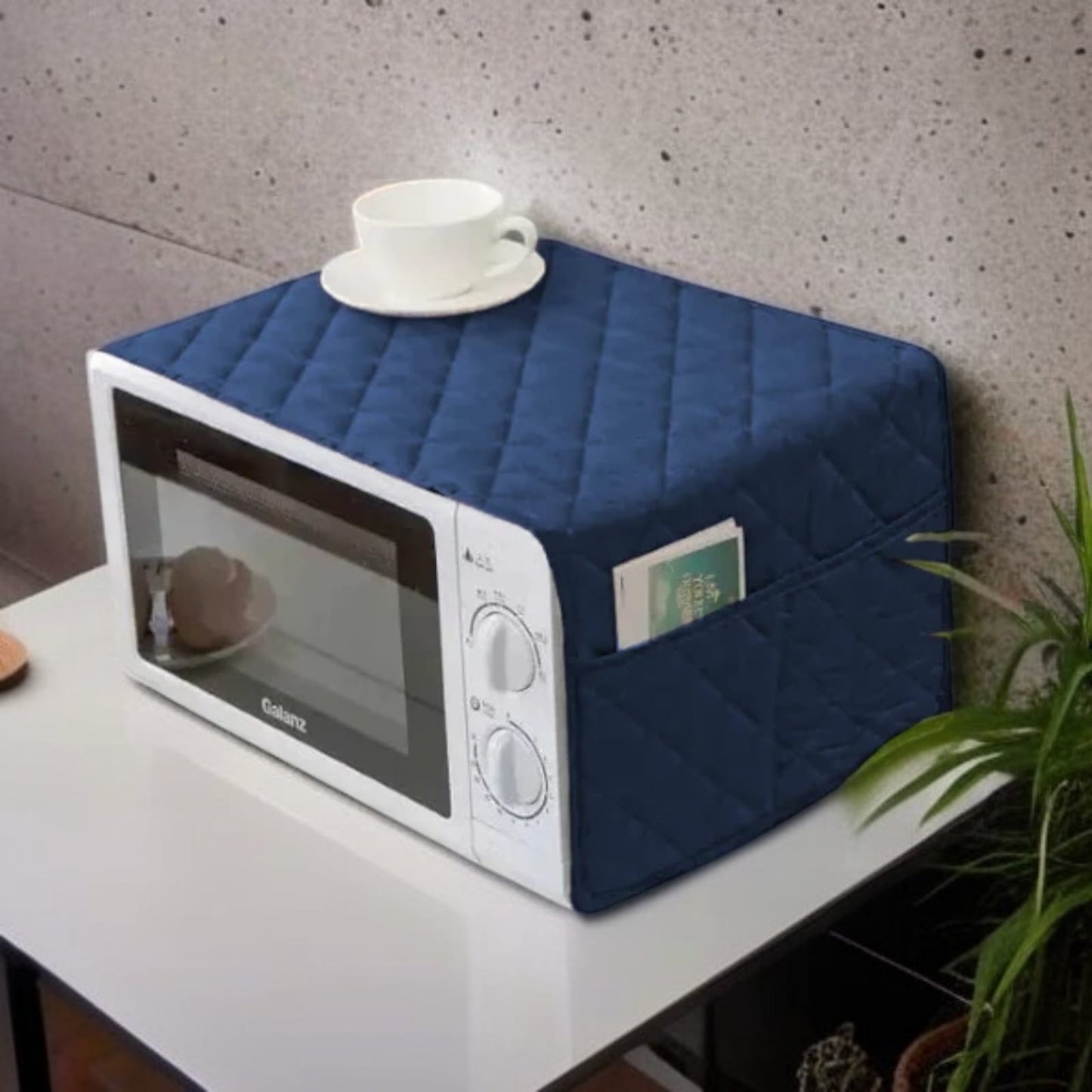 Dustproof Quilted Fabric Cover for Microwave Oven with Two Bags (Variable Colors)