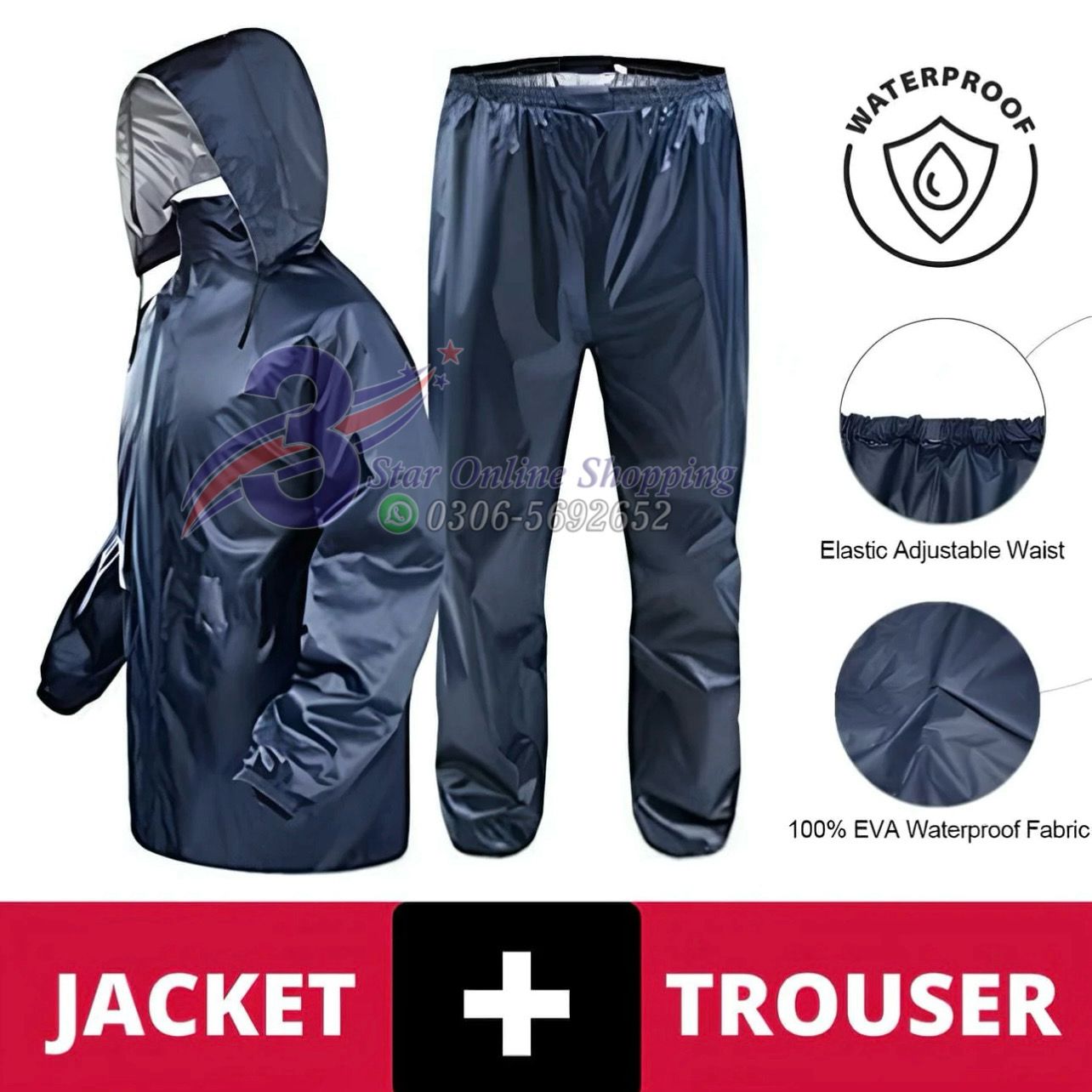 Rain Suit/Rain Suit With Trousers / With Cap for Men and Women / WATER PROOF