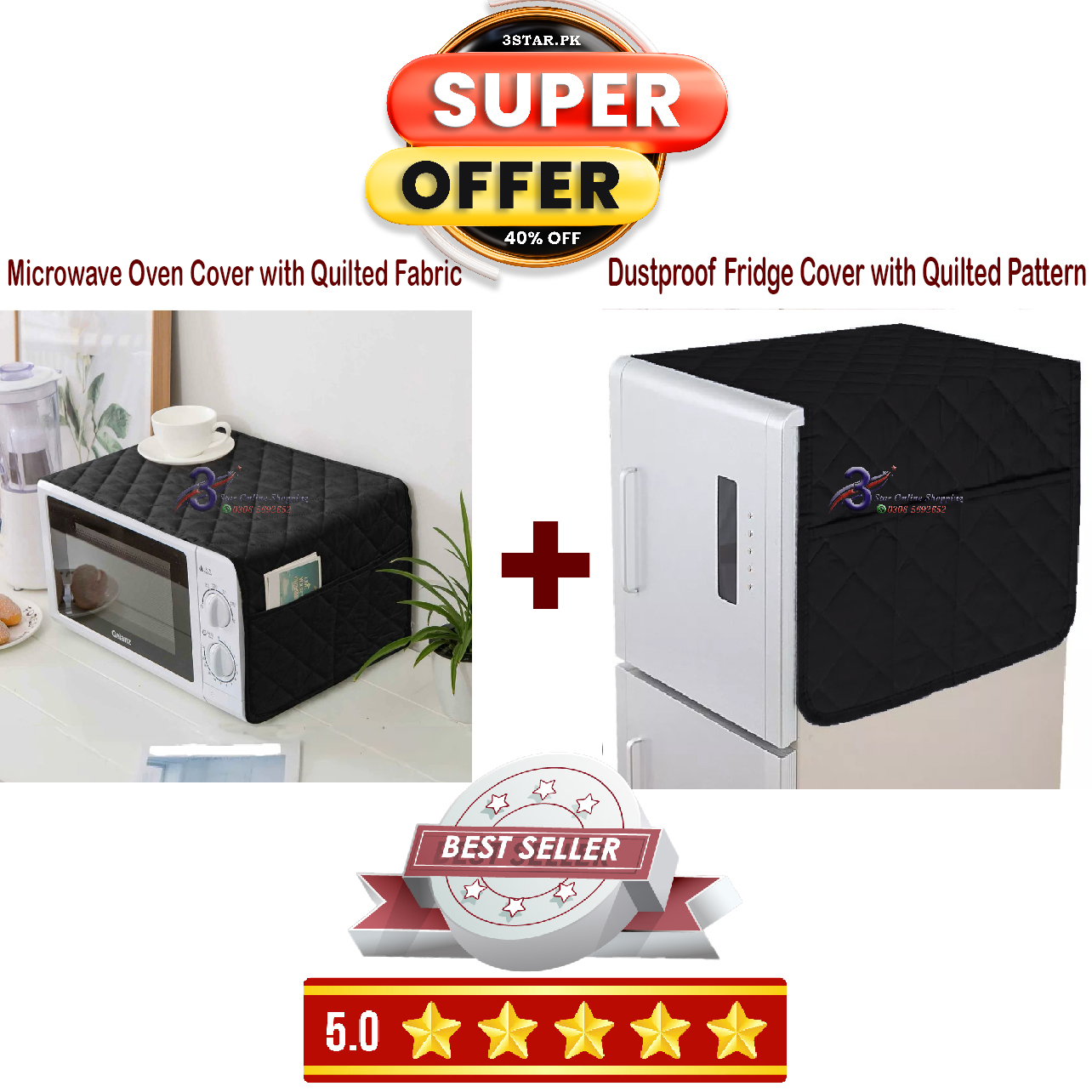 Dust-proof Cover for Microwave Oven and Refrigerator with Quilted Fabric (Variable Colors)