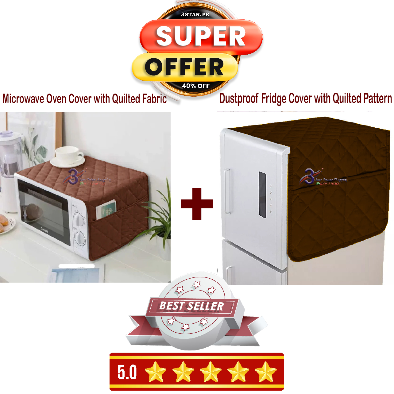 Dust-proof Cover for Microwave Oven and Refrigerator with Quilted Fabric (Variable Colors)